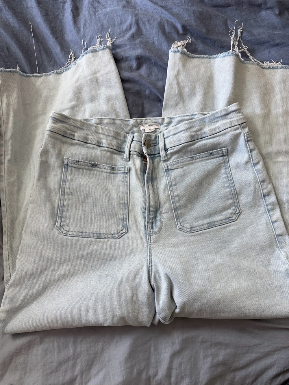 Good American Size 15 Good Waist Palazzo Cropped Jeans Light Wash EUC